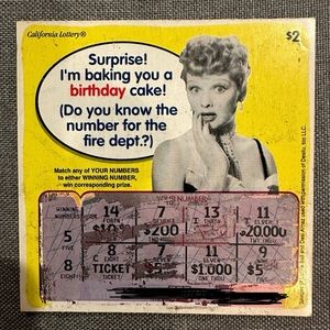 Vintage California Lottery Scratcher “I Love Lucy” …. Rare/Collectable